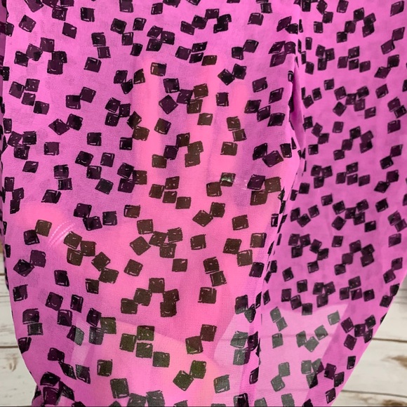 Halogen Purple Printed Long Sleeve Career Blouse - Picture 3 of 8